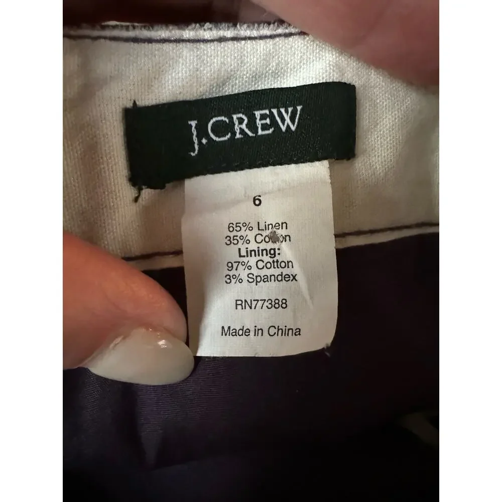 J. Crew Pink & purple Linen Blend Abstract Pencil Skirt Size 6